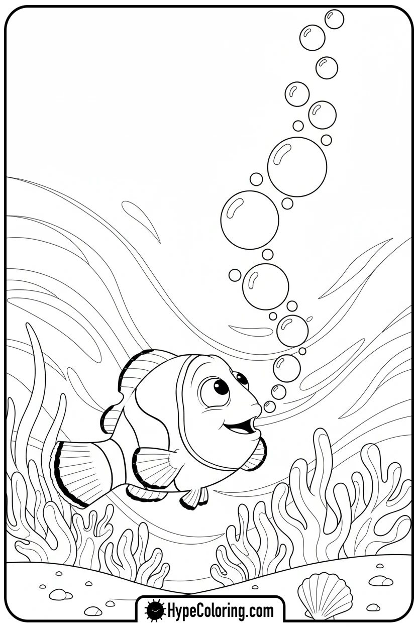 Click to download PDF nemo-blowing-bubbles - nemo coloring pages