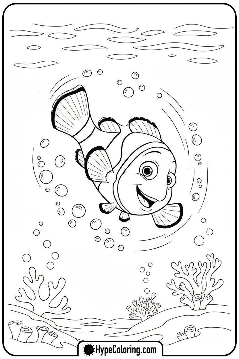 Click to download PDF nemo-doing-a-loop-de-loop - nemo coloring pages
