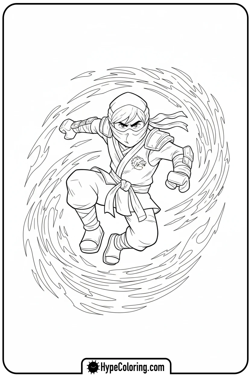 lloyd-performing-spinjitzu - ninjago coloring pages
