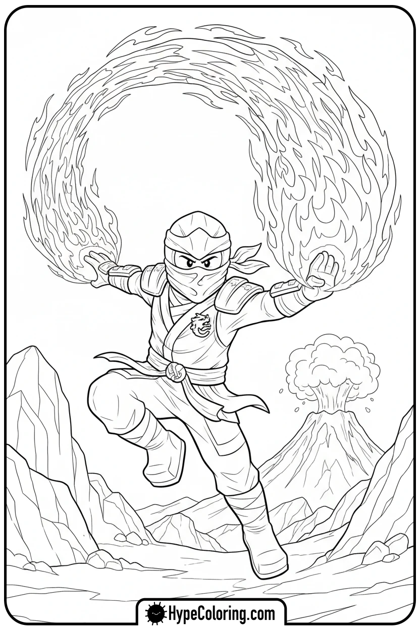 kai-using-fire-power - ninjago coloring pages