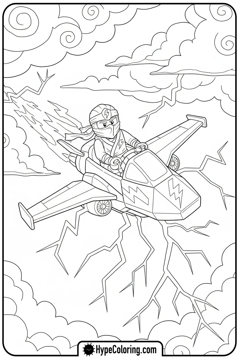 jay-on-lightning-jet - ninjago coloring pages