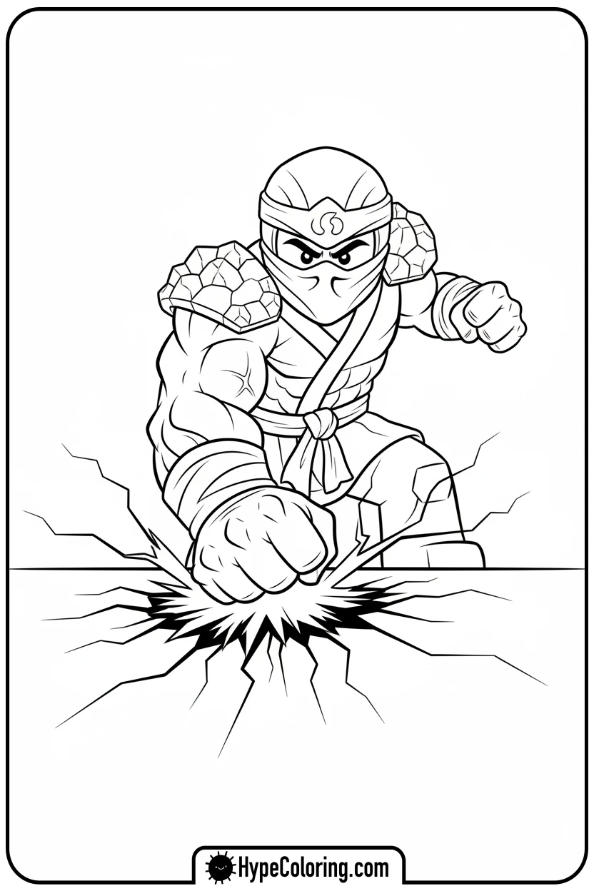 cole-doing-earth-punch - ninjago coloring pages