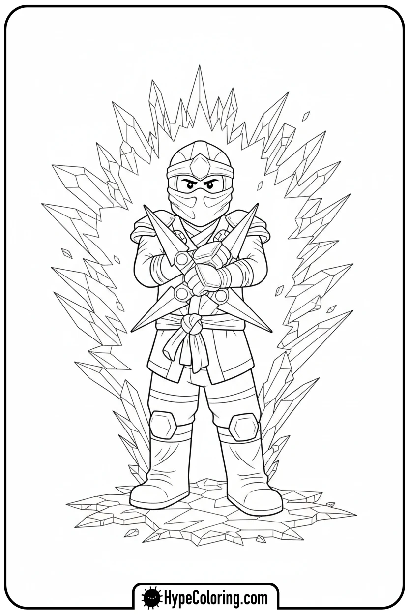 zane-with-ice-shurikens - ninjago coloring pages