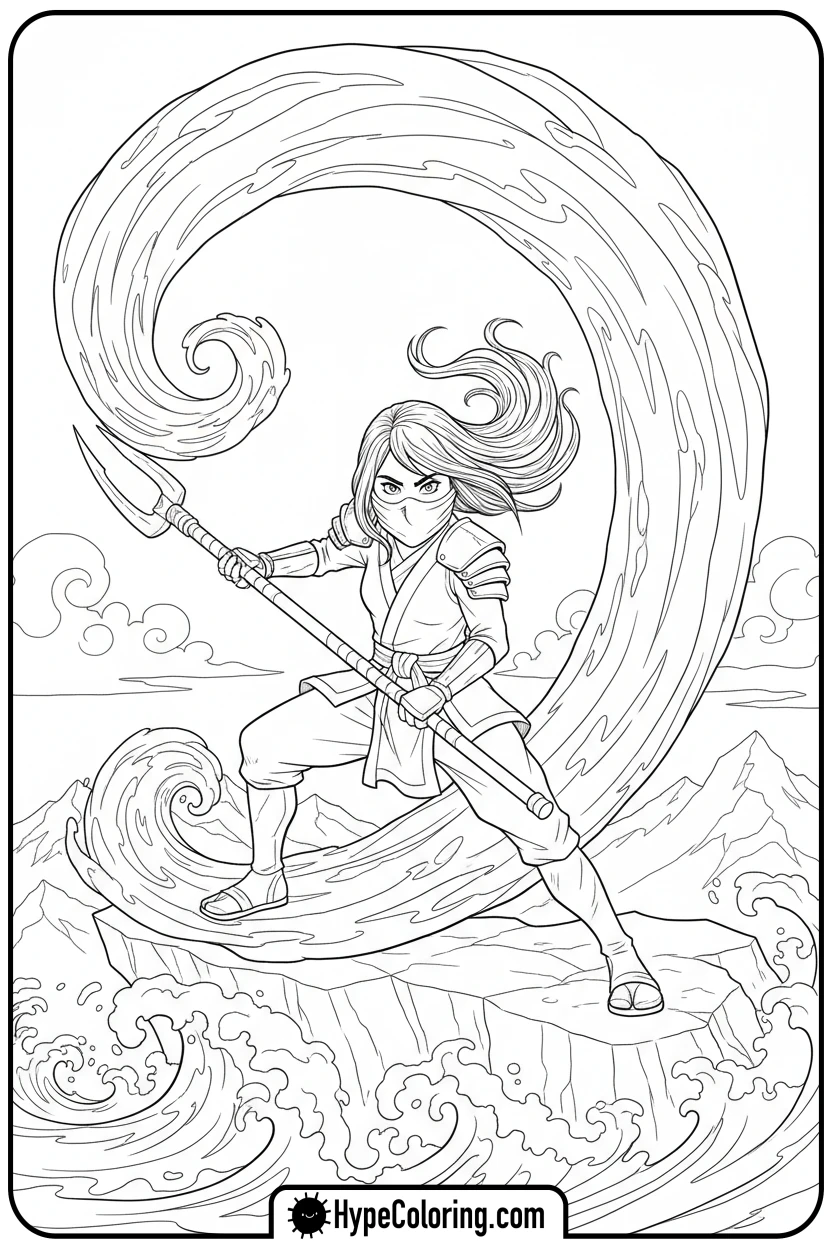 nya-controlling-water-wave - ninjago coloring pages
