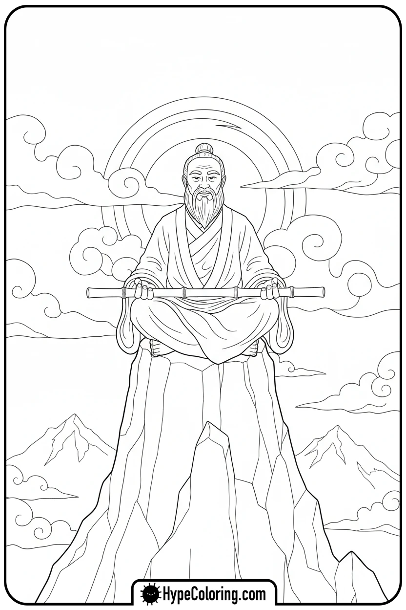 master-wu-meditating - ninjago coloring pages