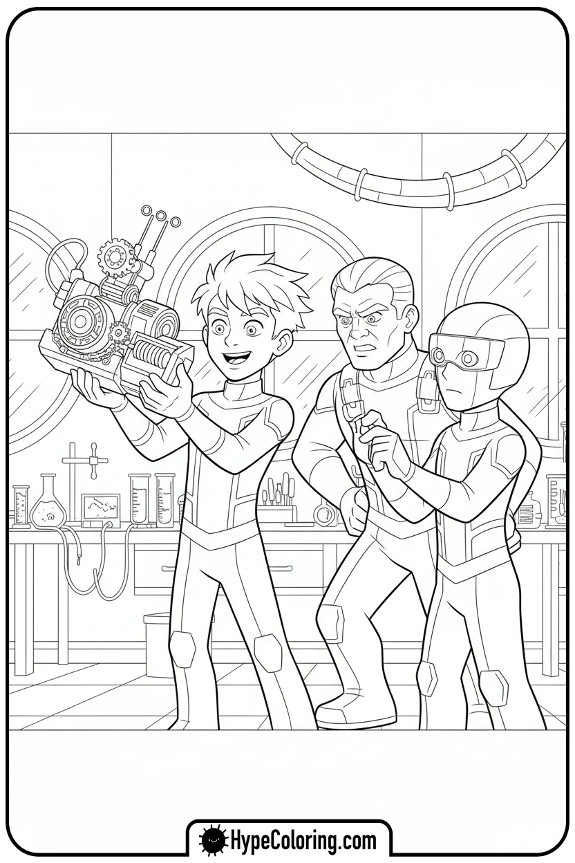 jay-inventing-gadget - ninjago coloring pages