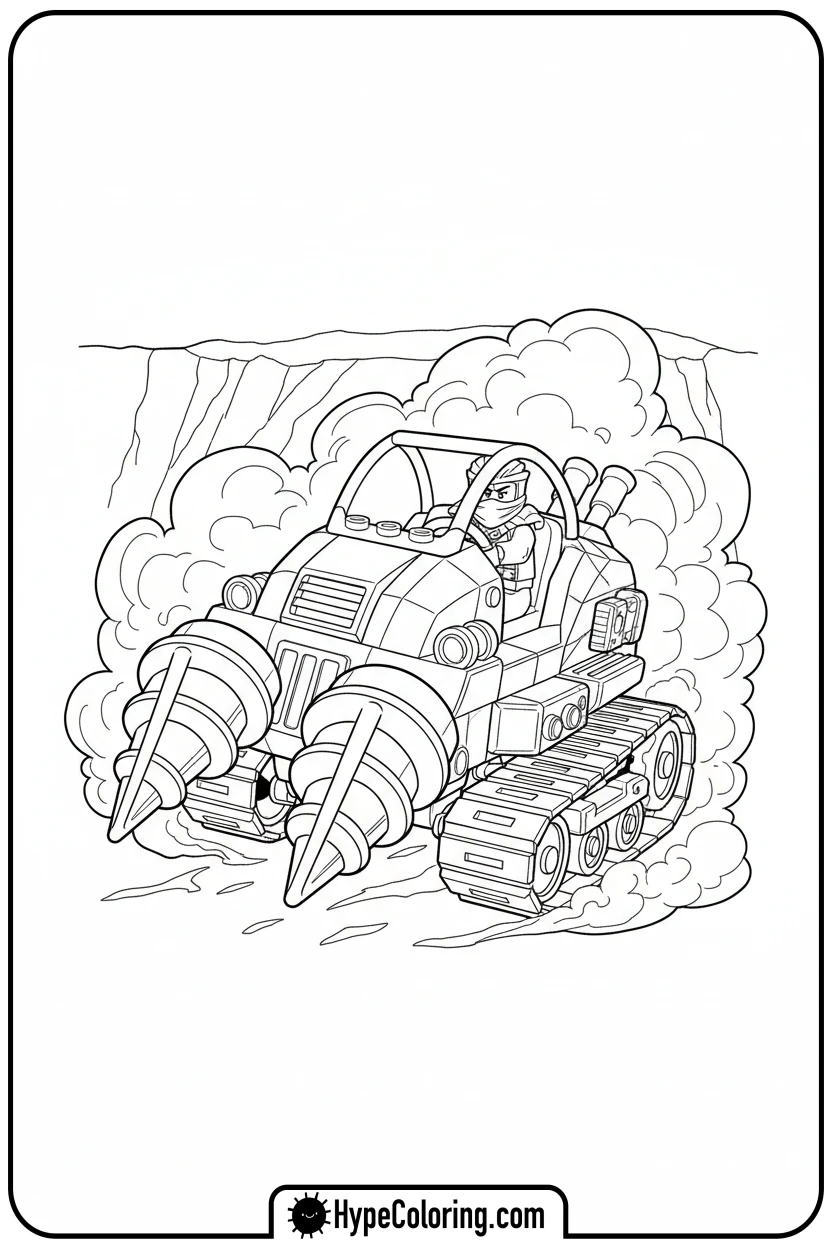 cole-driving-earth-driller - ninjago coloring pages
