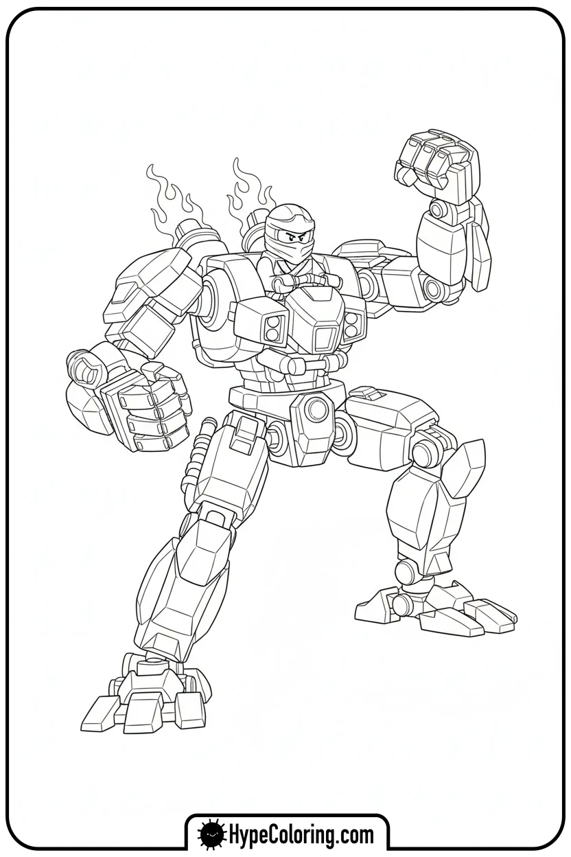 kai-piloting-fire-mech - ninjago coloring pages