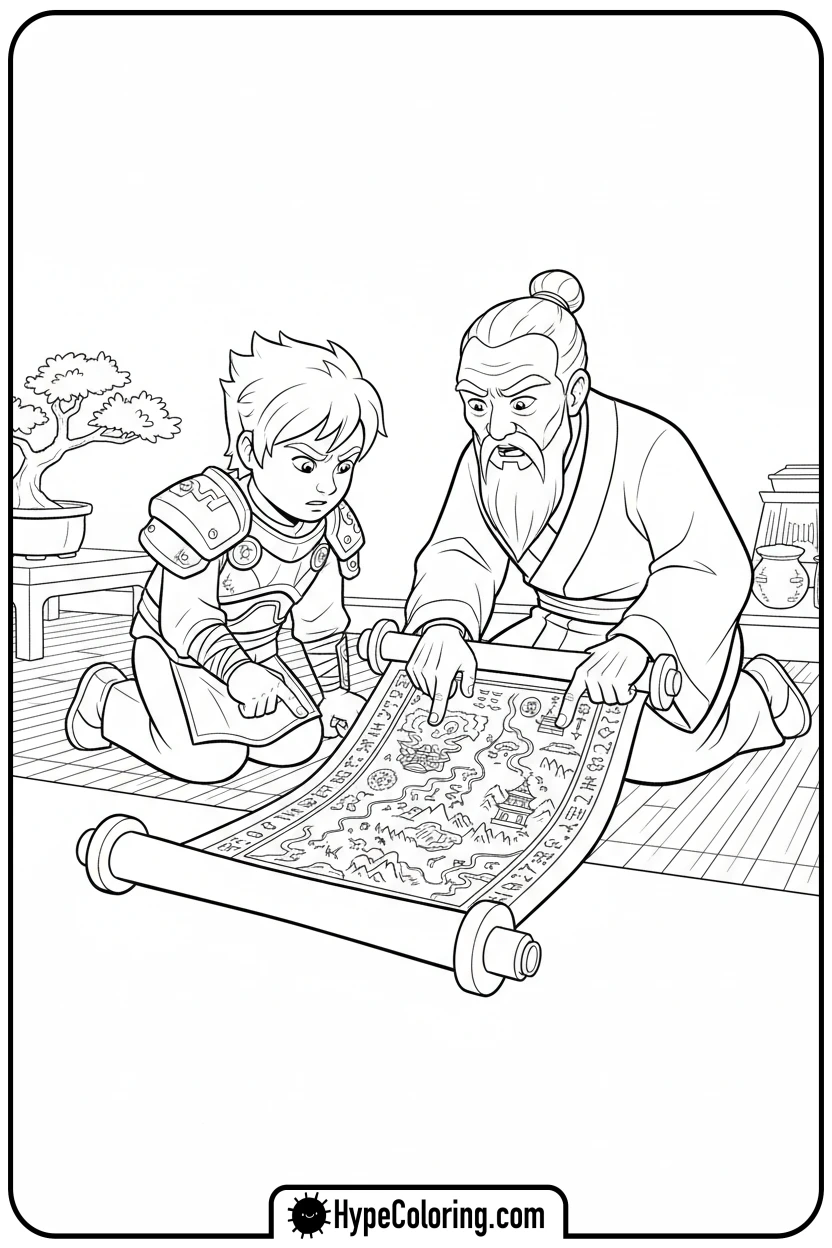 lloyd-and-wu-finding-scroll - ninjago coloring pages