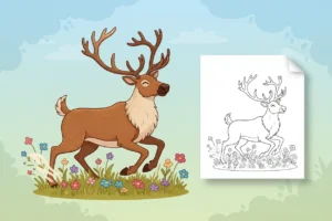 energetic-reindeer-running-with-joy - reindeer coloring page