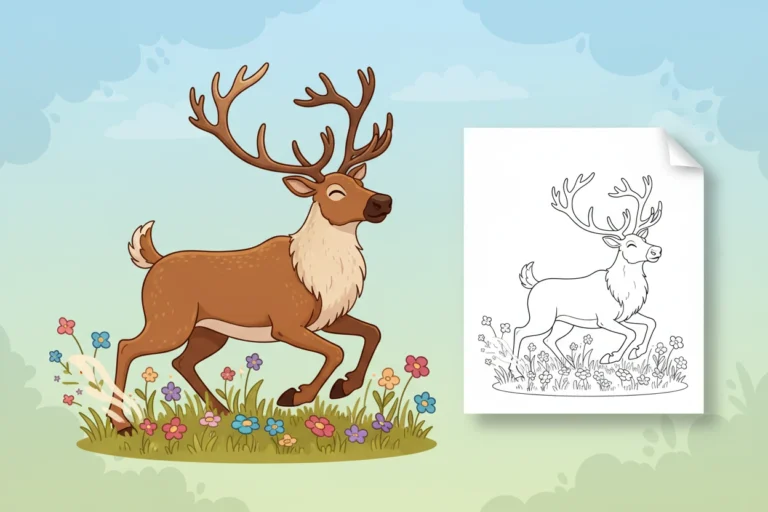 energetic-reindeer-running-with-joy - reindeer coloring page