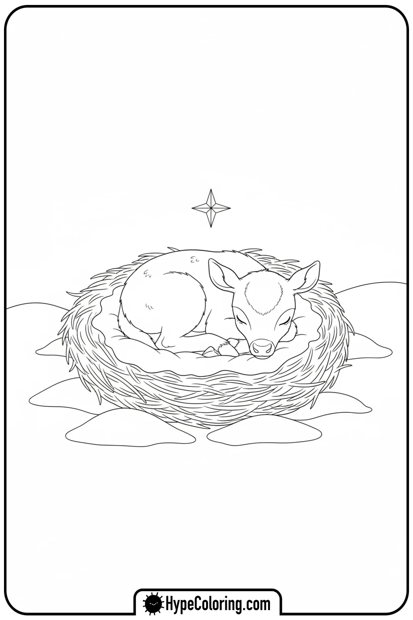 sleeping-baby-reindeer - reindeer coloring page
