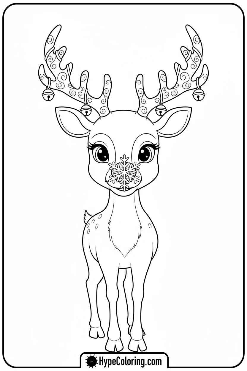 reindeer-with-snowflake - reindeer coloring page