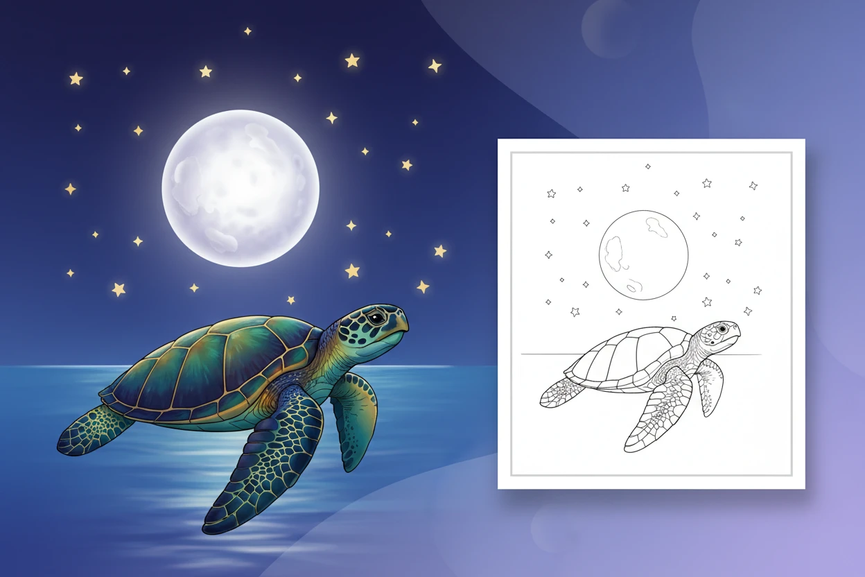 a-sea-turtle-floating-near - sea turtle coloring page