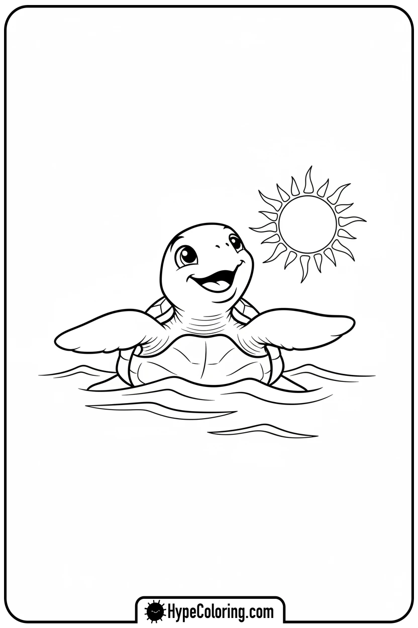 happy-sea-turtle-floating-on-back - sea turtle coloring page