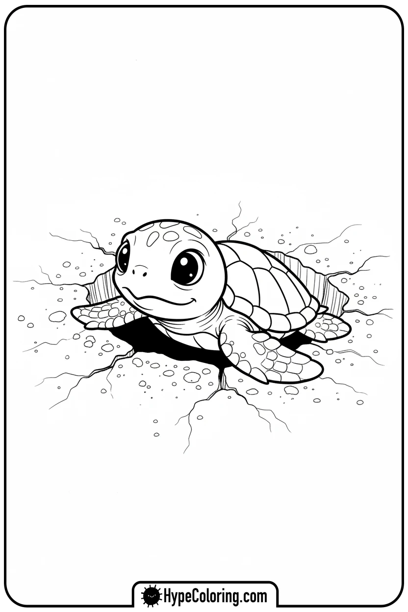 baby-sea-turtle-hatching - sea turtle coloring page