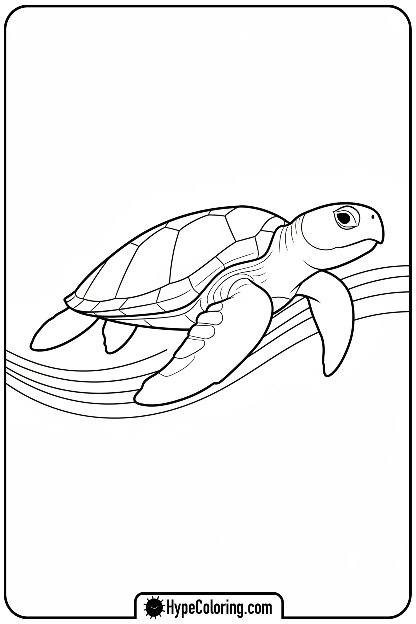 sea-turtle-swimming-against-current - sea turtle coloring page