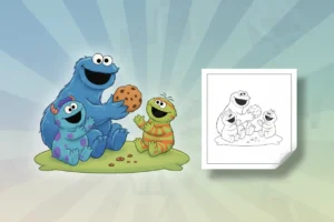 cookie-monster-happily-sharing-a - sesame street coloring pages