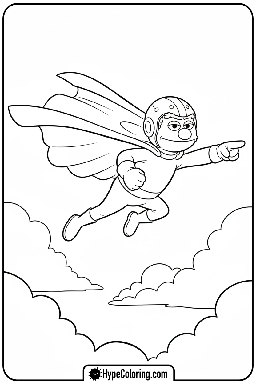 Click to download PDF super-grover-flying - sesame street coloring pages
