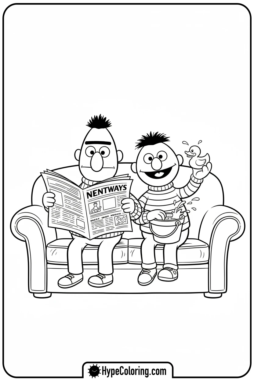 Click to download PDF bert-and-ernie-relaxing - sesame street coloring pages