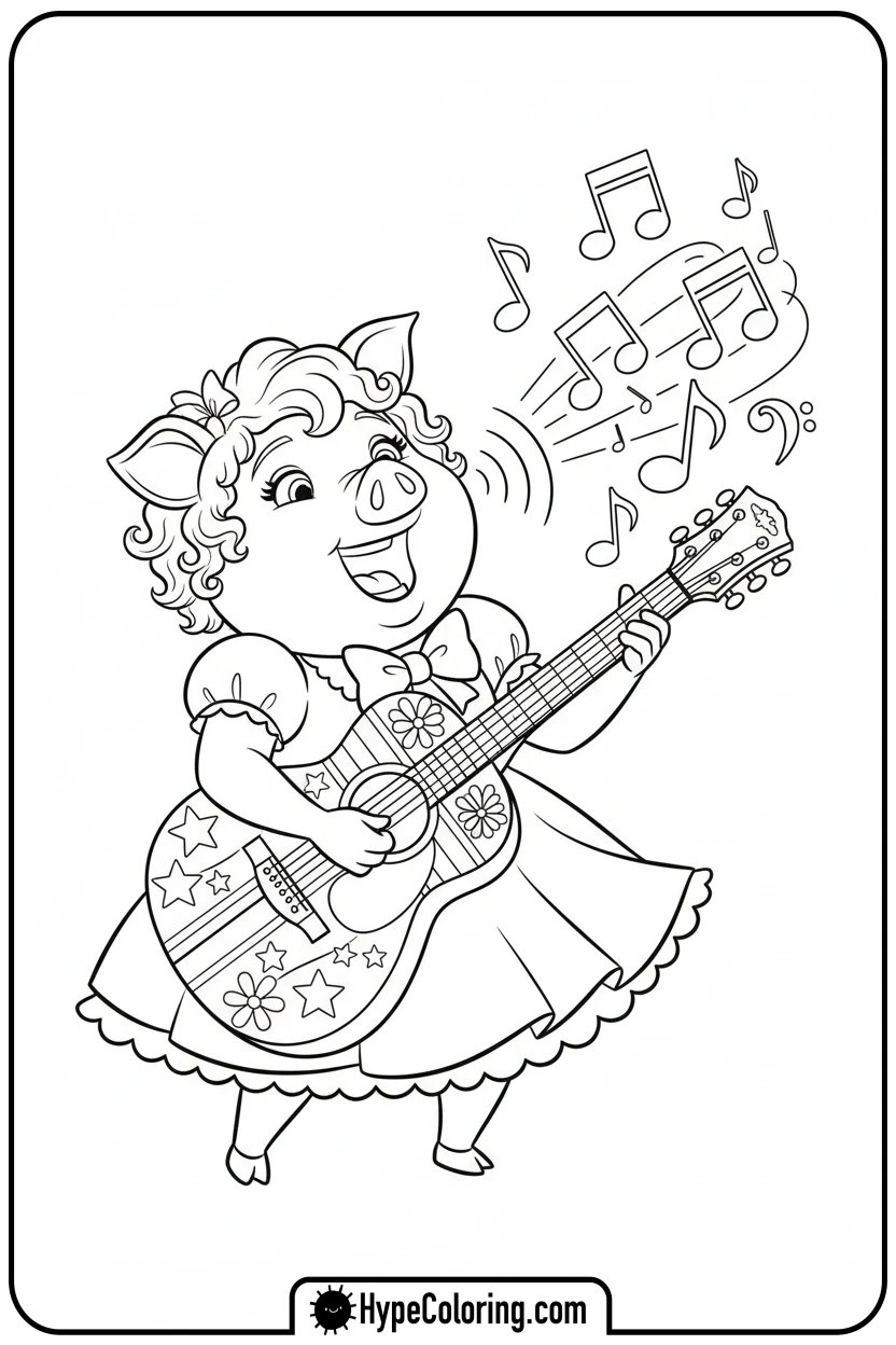 Click to download PDF rosita-playing-guitar - sesame street coloring pages