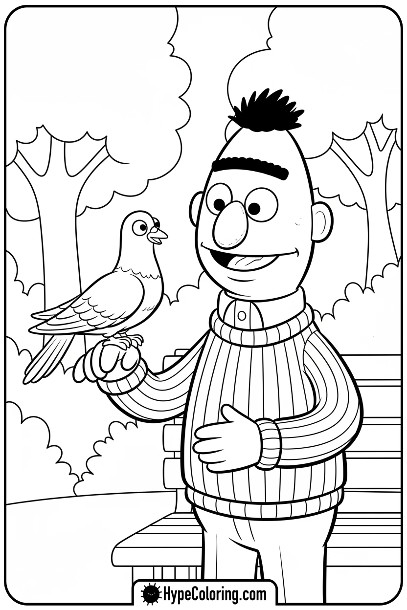 Click to download PDF bert-with-pigeon-bernice - sesame street coloring pages