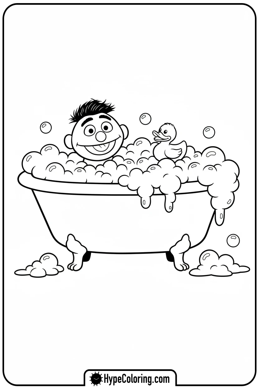 Click to download PDF ernie-in-bubble-bath - sesame street coloring pages