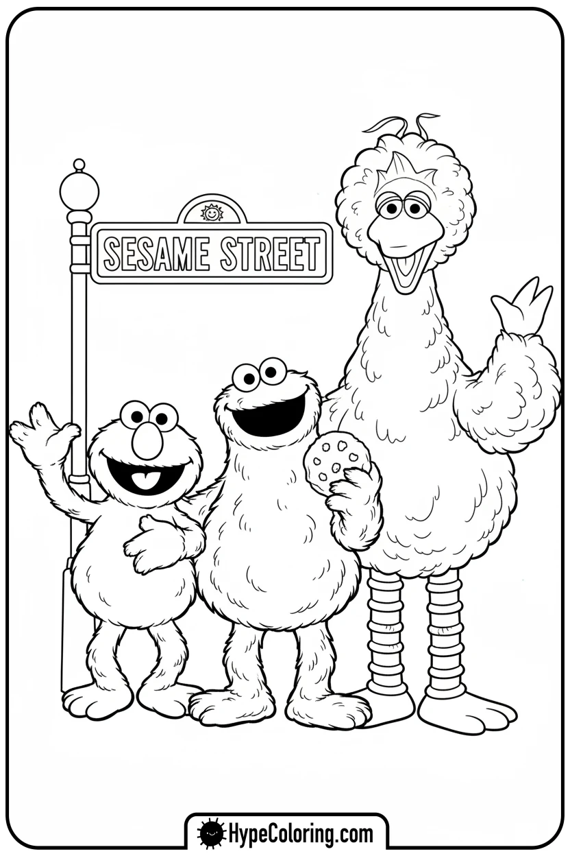 Click to download PDF characters-by-sesame-street-sign - sesame street coloring pages