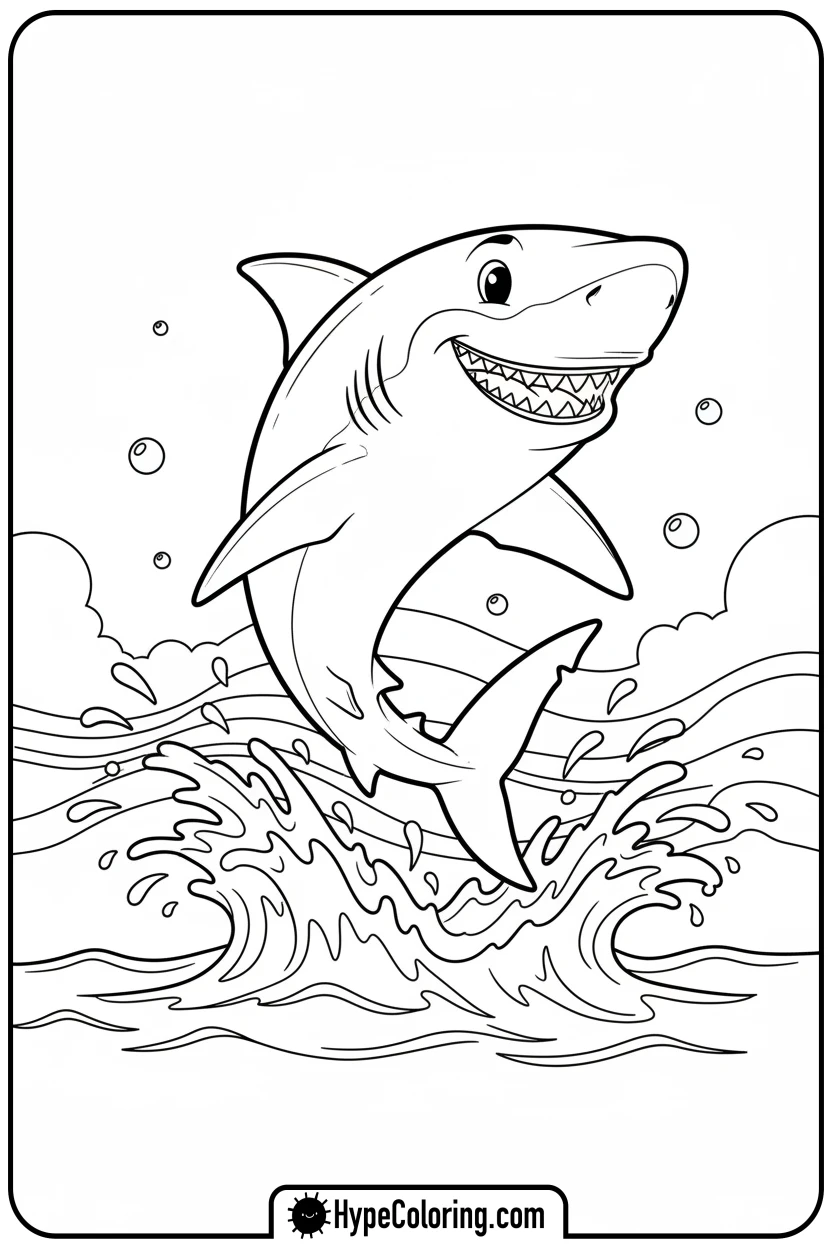 mako-shark-jumping-out-of-water - shark coloring page