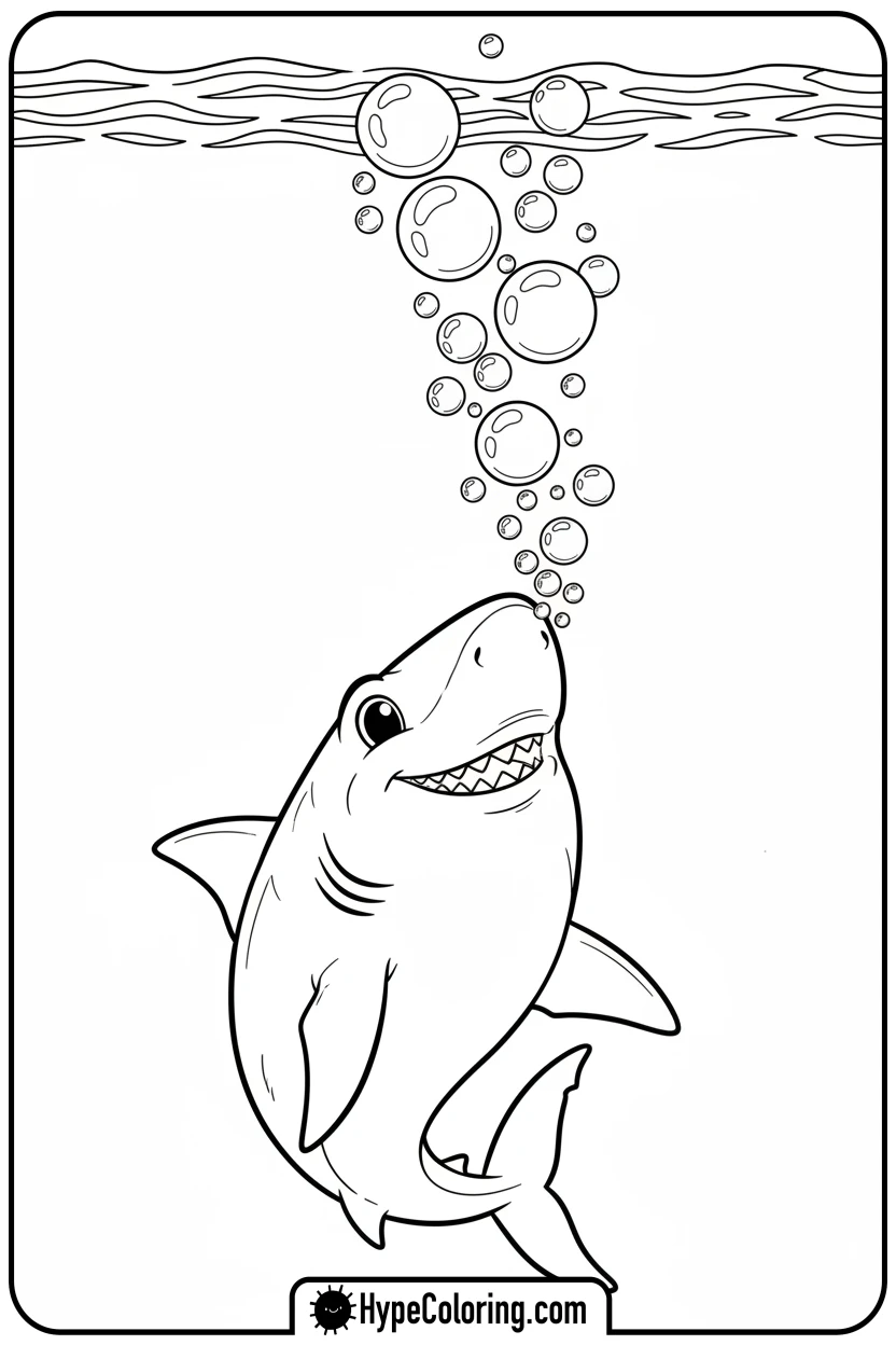 shark-blowing-bubbles - shark coloring page