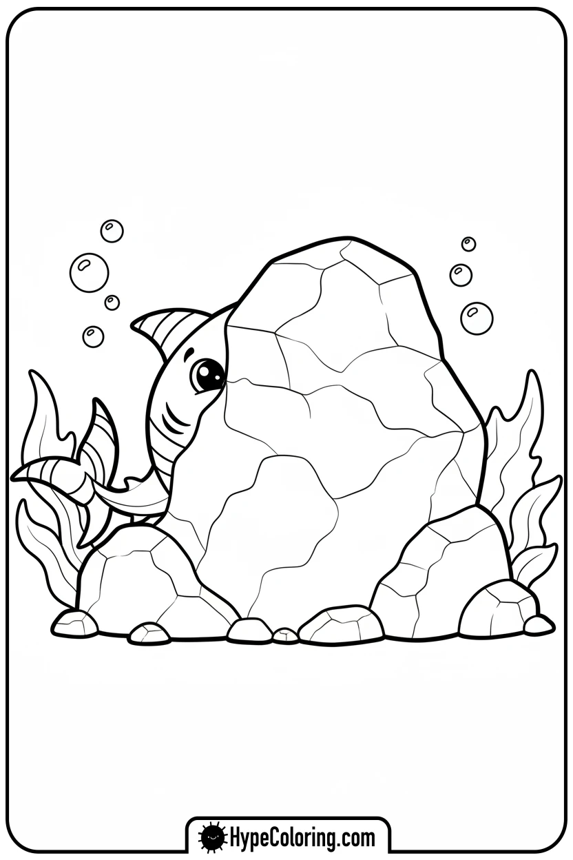 shark-playing-hide-and-seek - shark coloring page