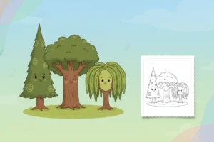 a-group-of-three-distinct - tree coloring pages