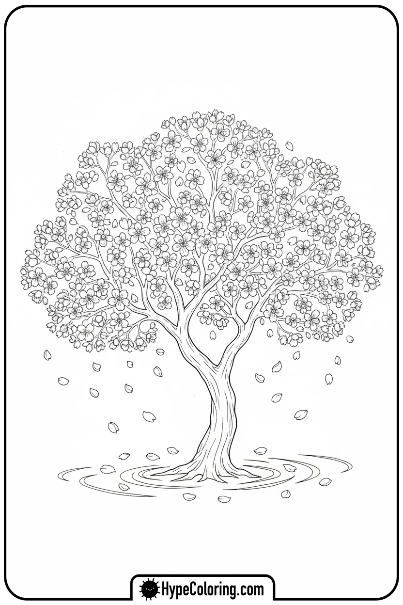 blooming-cherry-tree - tree coloring pages