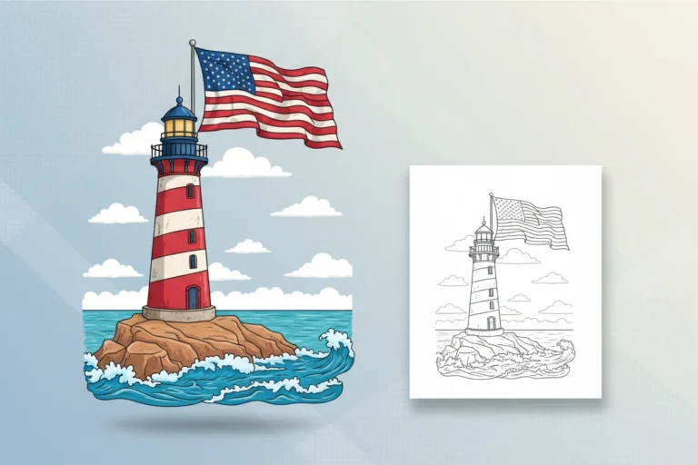 a-sturdy-usa-flag-waving - usa flag coloring page