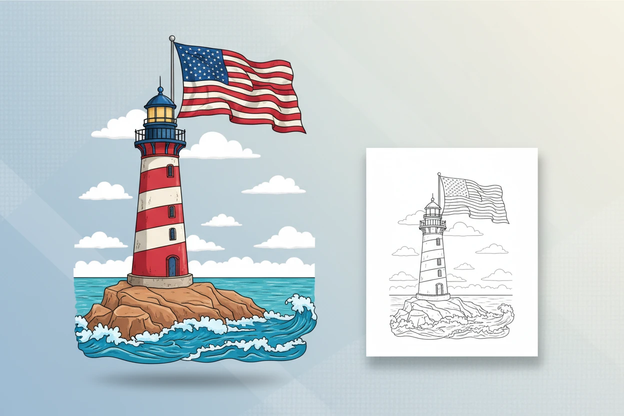 a-sturdy-usa-flag-waving - usa flag coloring page