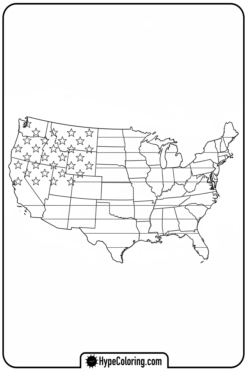 flag-over-usa-map - usa flag coloring page