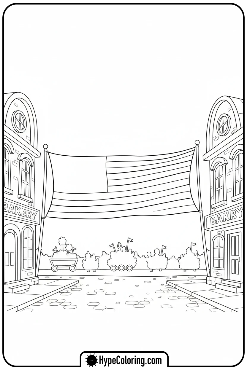 flag-street-banner - usa flag coloring page