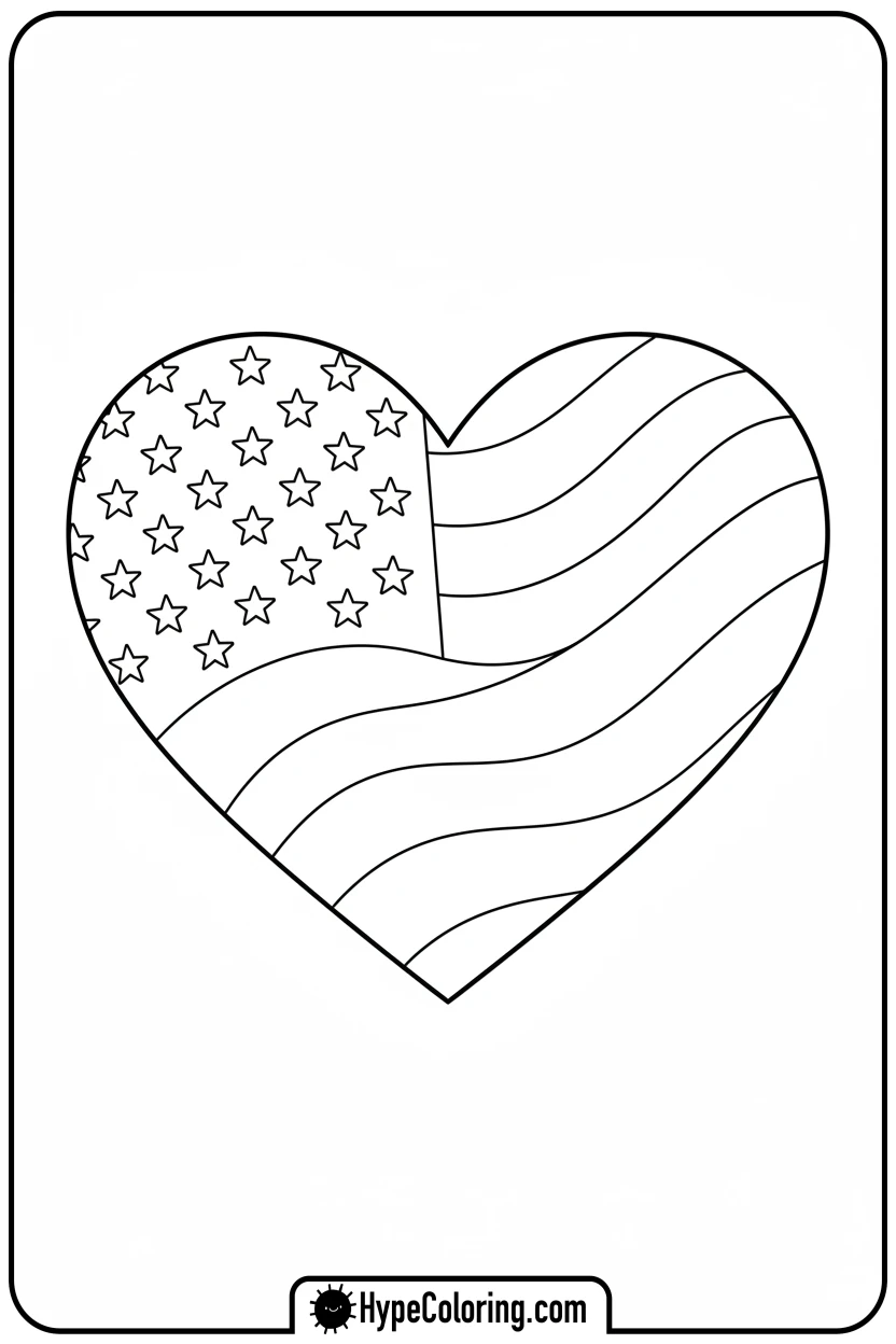 heart-shaped-usa-flag - usa flag coloring page