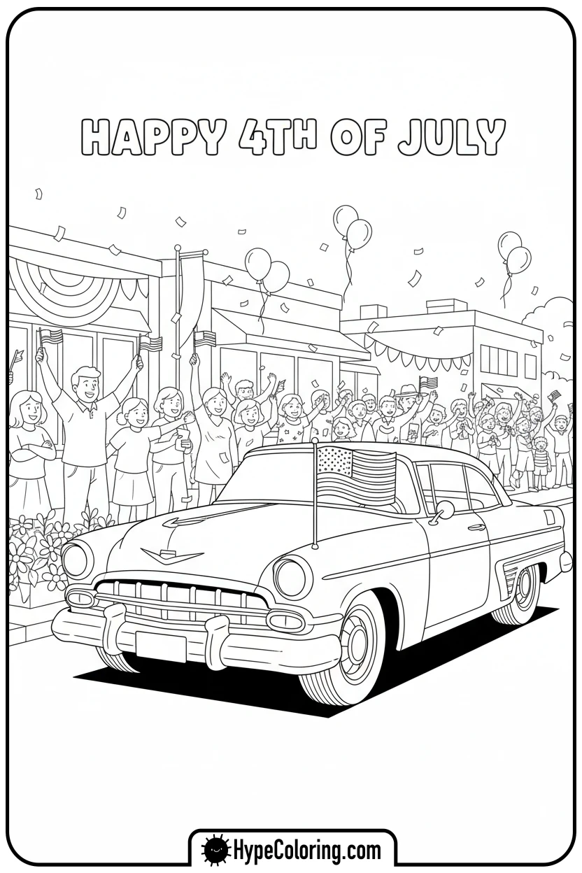 flag-on-car-antenna - usa flag coloring page