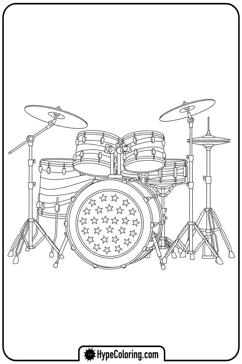 flag-drum-set - usa flag coloring page