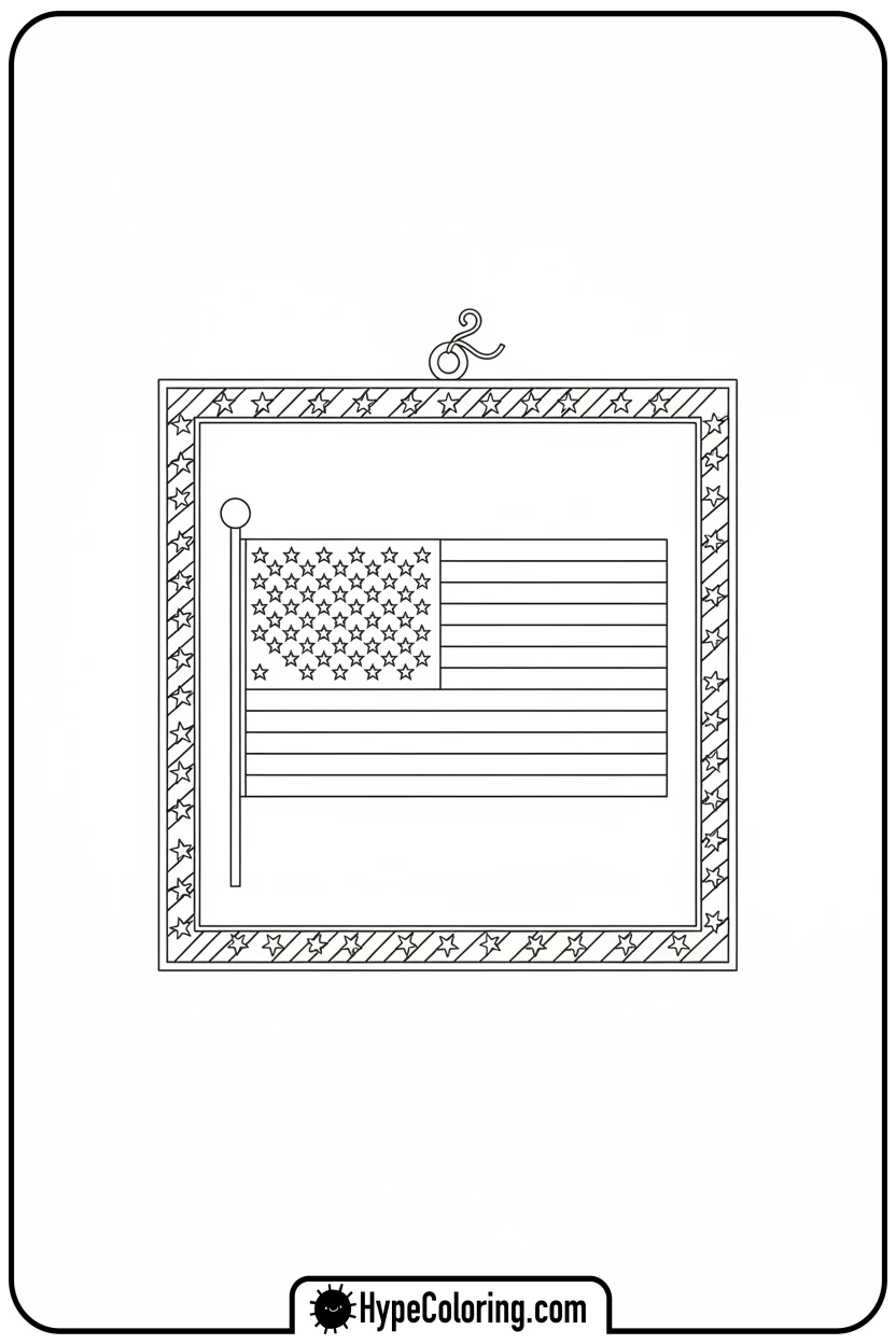flag-in-star-border-frame - usa flag coloring page