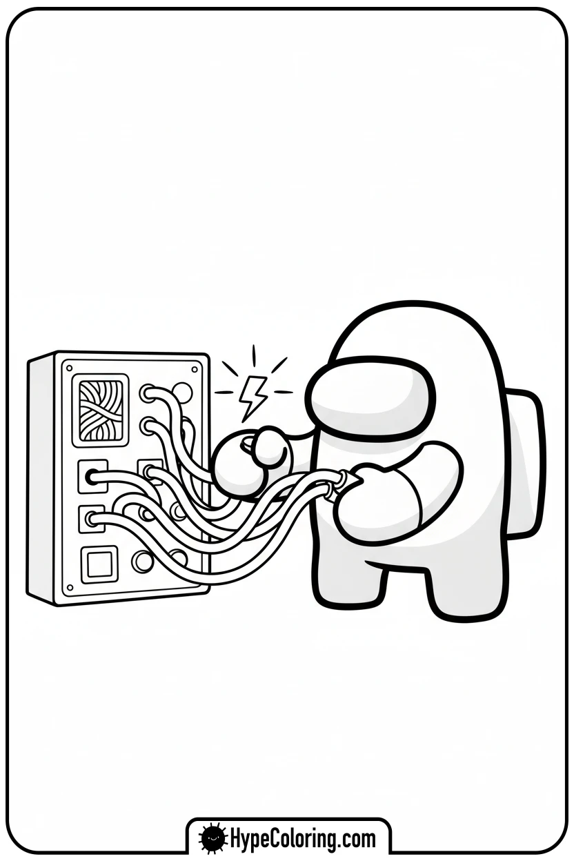 crewmate-doing-wires-task - among us coloring page