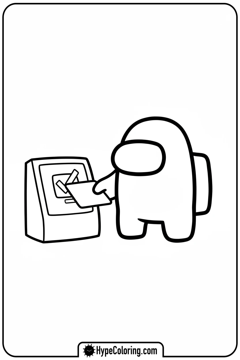 crewmate-swiping-card-at-admin - among us coloring page