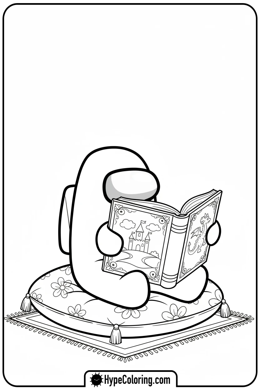 crewmate-reading-a-book - among us coloring page
