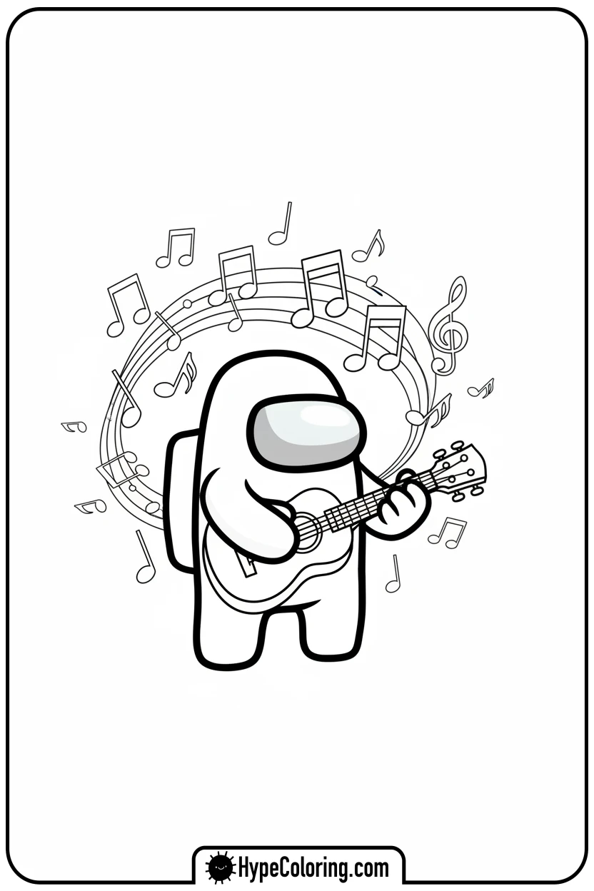 crewmate-playing-ukulele - among us coloring page