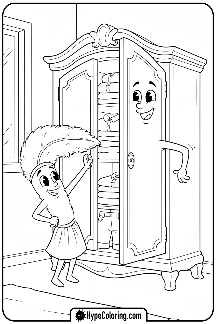wardrobe-and-featherduster-fun - beauty and the beast coloring pages
