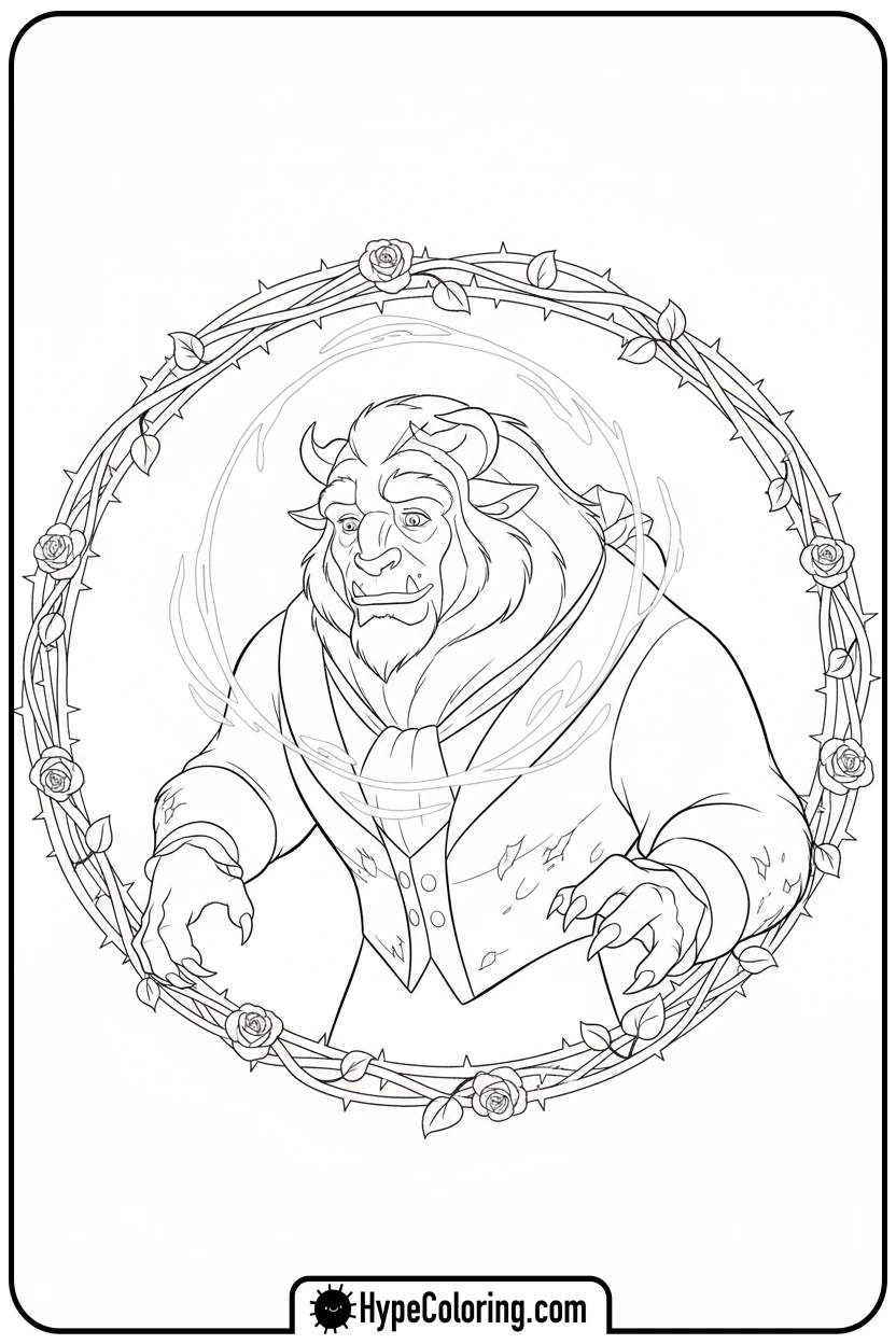 beast-transforming - beauty and the beast coloring pages