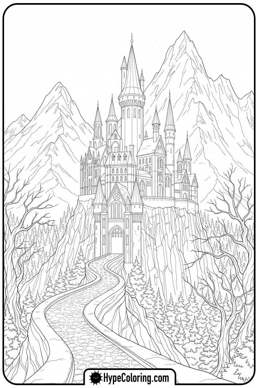 enchanted-castle-exterior - beauty and the beast coloring pages