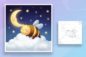 a-dreamy-bee-lying-on - bee coloring pages