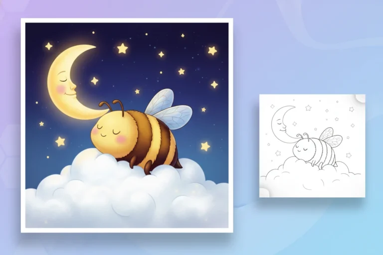 a-dreamy-bee-lying-on - bee coloring pages